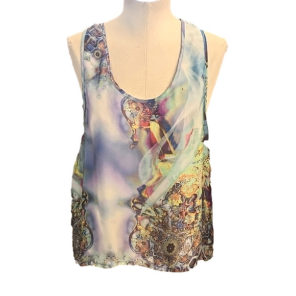 Womens Grifflin Paris sheer colorful tank top size Large. - Picture 2 of 14
